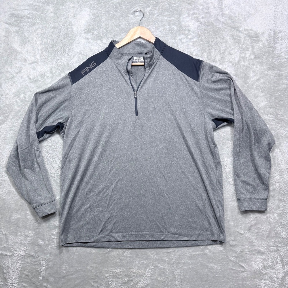 Ping Quarter Zip Pullover Mens XL Gray Navy Blue Sensorcool Performance Golf Top